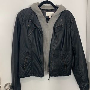 Faux leather bomber